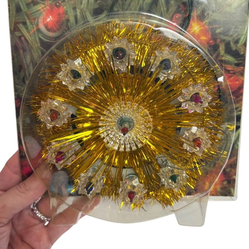 Vintage Target 11 Light Star Tree Top Gold Tinsel Christmas Decor Multi Color